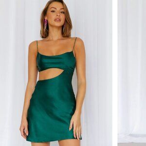 Hello Molly Bar Top Dancing Satin Dress Green Teal Size Small/4